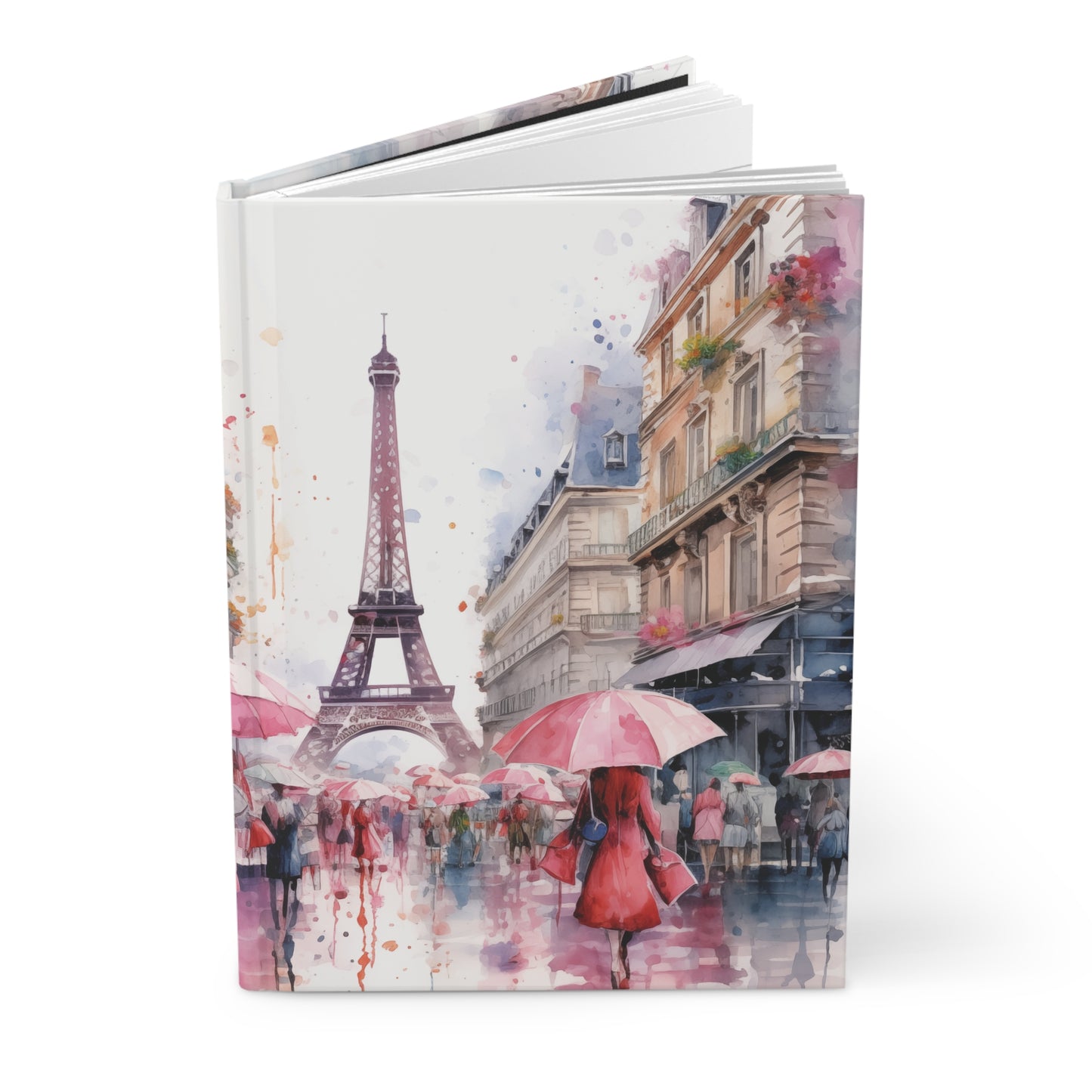 Pink Umbrella in Paris Hardcover Journal Matte