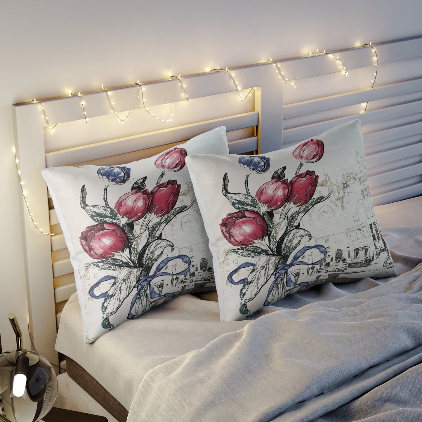 Tulips in Amsterdam Pillow Shams - Custom Designed Pillow Shams - King Pillow Shams - Abstract Bed Pillow Shams