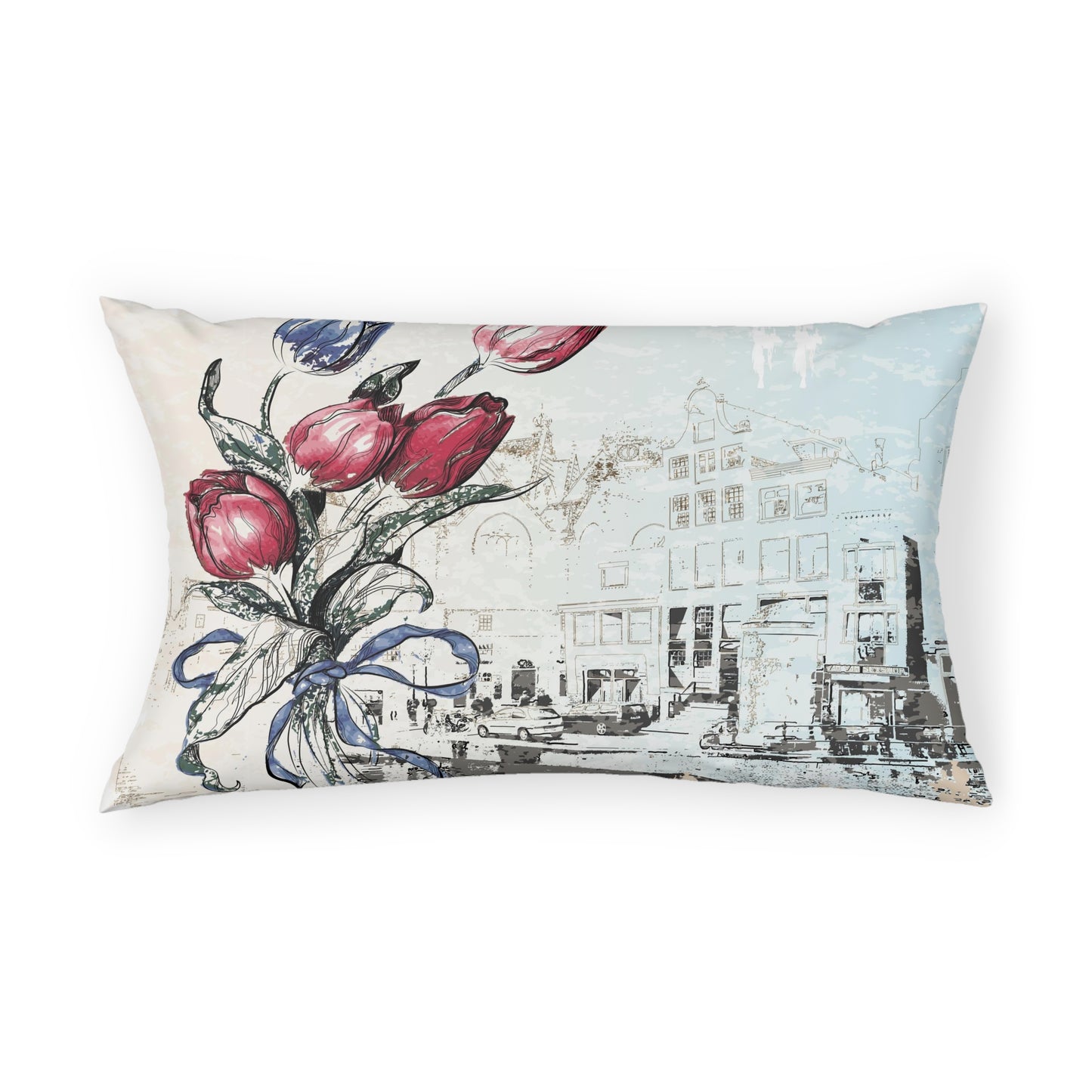 Tulips in Amsterdam Pillow Shams - Custom Designed Pillow Shams - King Pillow Shams - Abstract Bed Pillow Shams