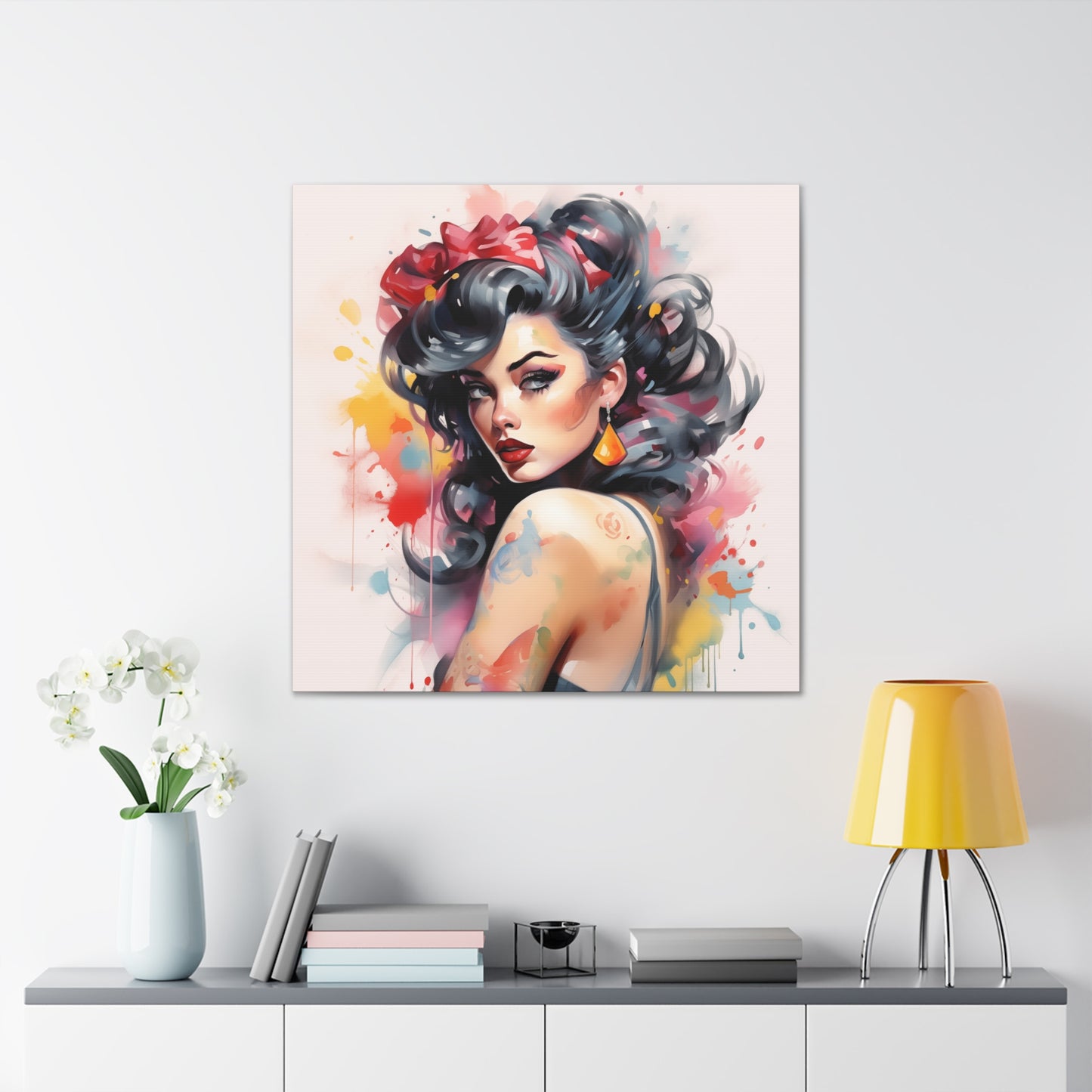 Lacey Pinup Girl Modern Art Abstract Canvas Gallery Wrap - 3 Sizes