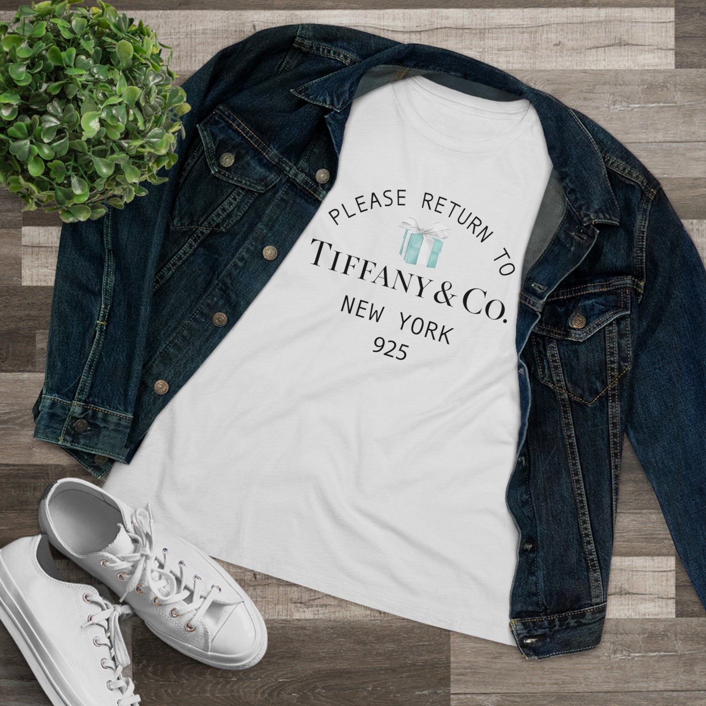 Personalized Please Return to Me Bella+Canvas 6400 Women's Premium Relaxed Fit Tee - Breakfast at Tiffany Inspired T-Shirt