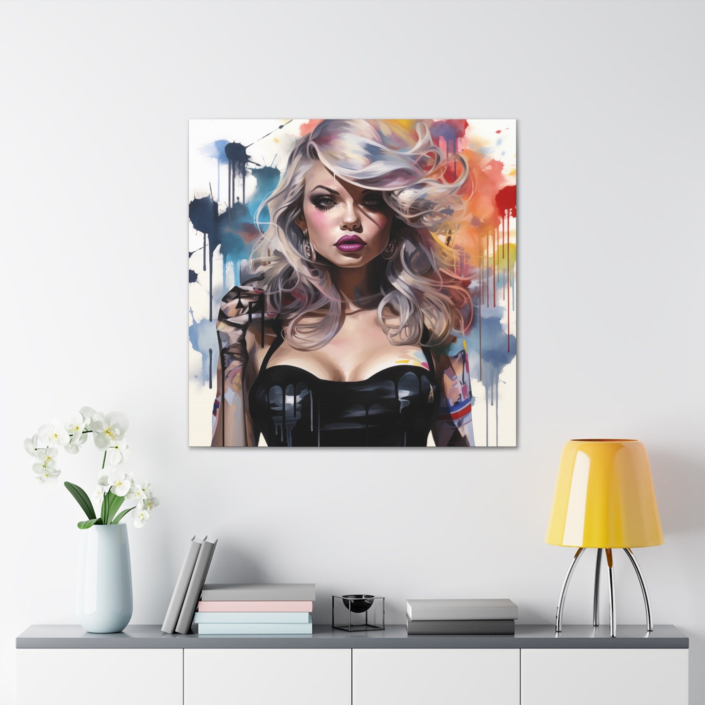 Danielle Sexy Pinup Girl Abstract Watercolor Canvas Gallery Wrap - 3 Sizes