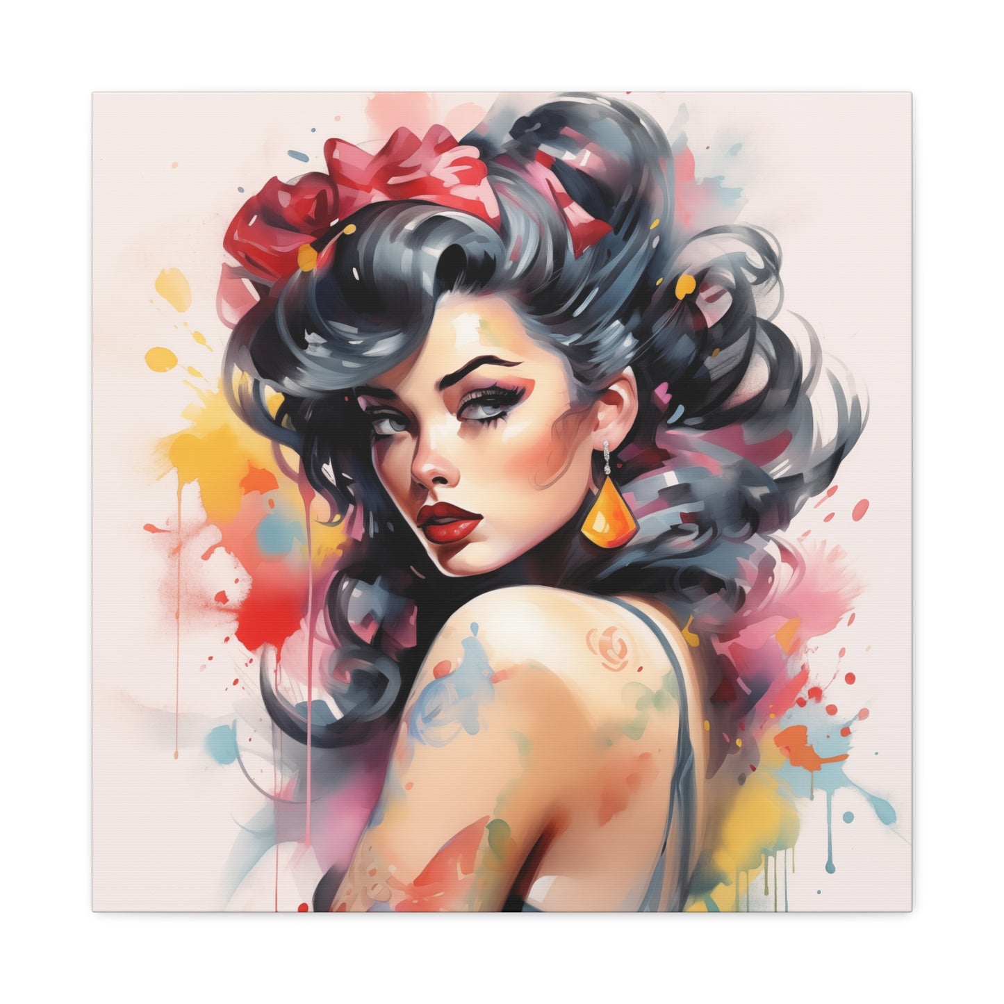 Lacey Pinup Girl Modern Art Abstract Canvas Gallery Wrap - 3 Sizes