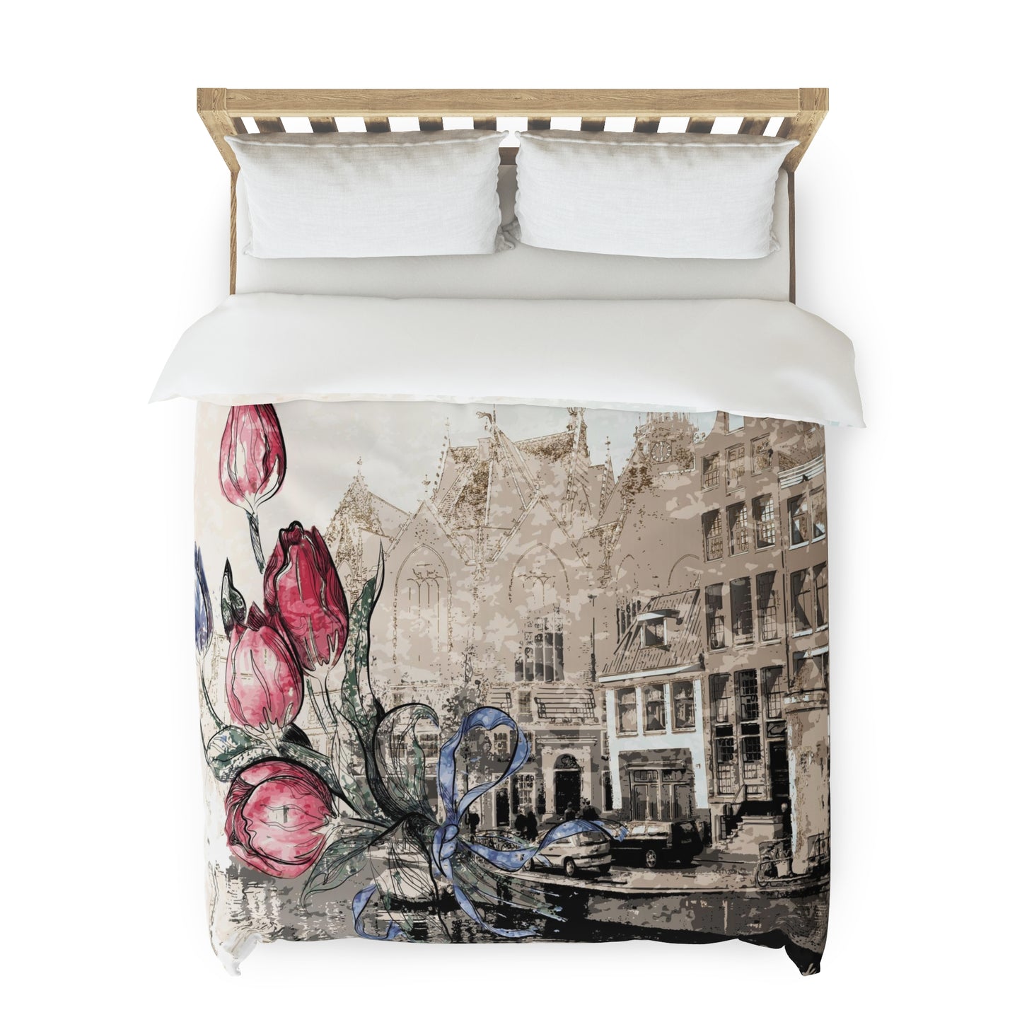 Tulips in Amsterdam Duvet Cover - European Inspired Bedding - Comforter and Pillow Shams SOLD SEPARATELY