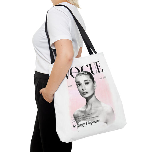 Audrey Hepburn Vogue Tote Bag - Personalized Fashion Canvas Tote Bag - Custom Designer Tote - 3 Sizes