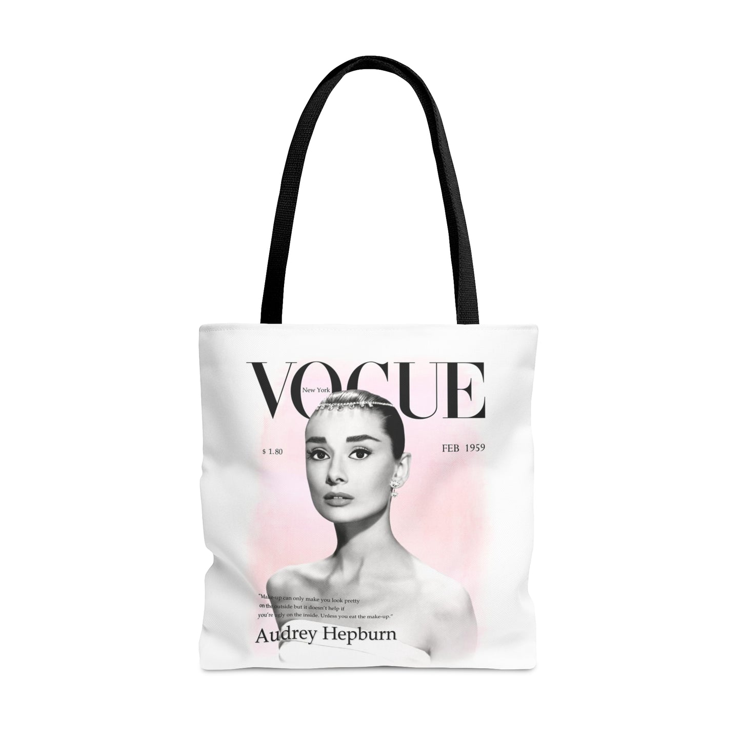 Audrey Hepburn Vogue Tote Bag - Personalized Fashion Canvas Tote Bag - Custom Designer Tote - 3 Sizes