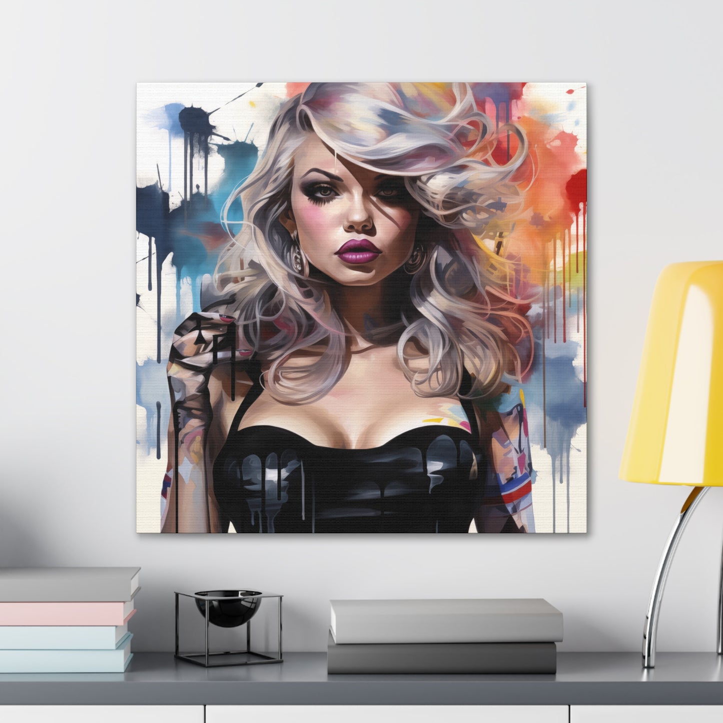 Danielle Sexy Pinup Girl Abstract Watercolor Canvas Gallery Wrap - 3 Sizes