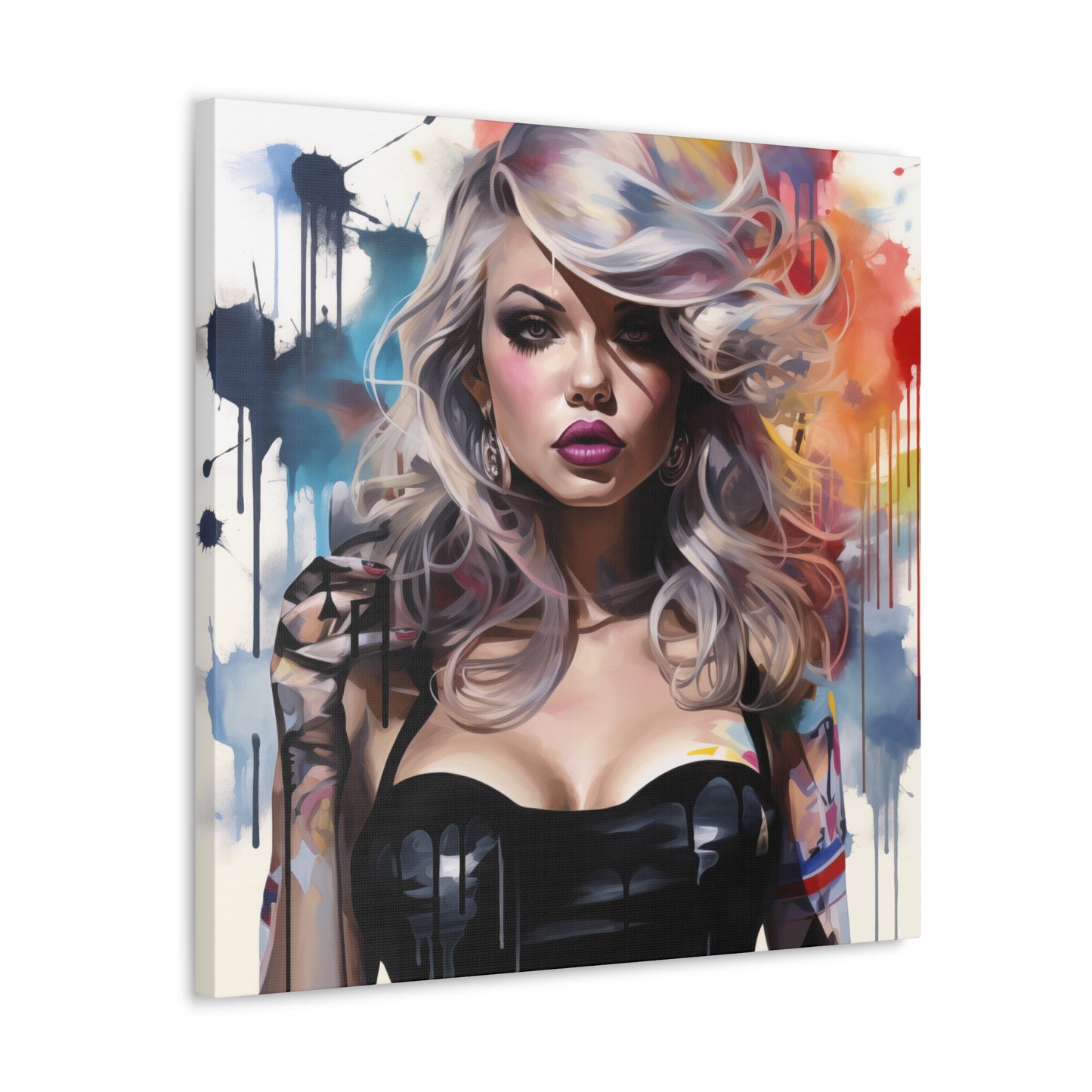 Danielle Sexy Pinup Girl Abstract Watercolor Canvas Gallery Wrap - 3 Sizes