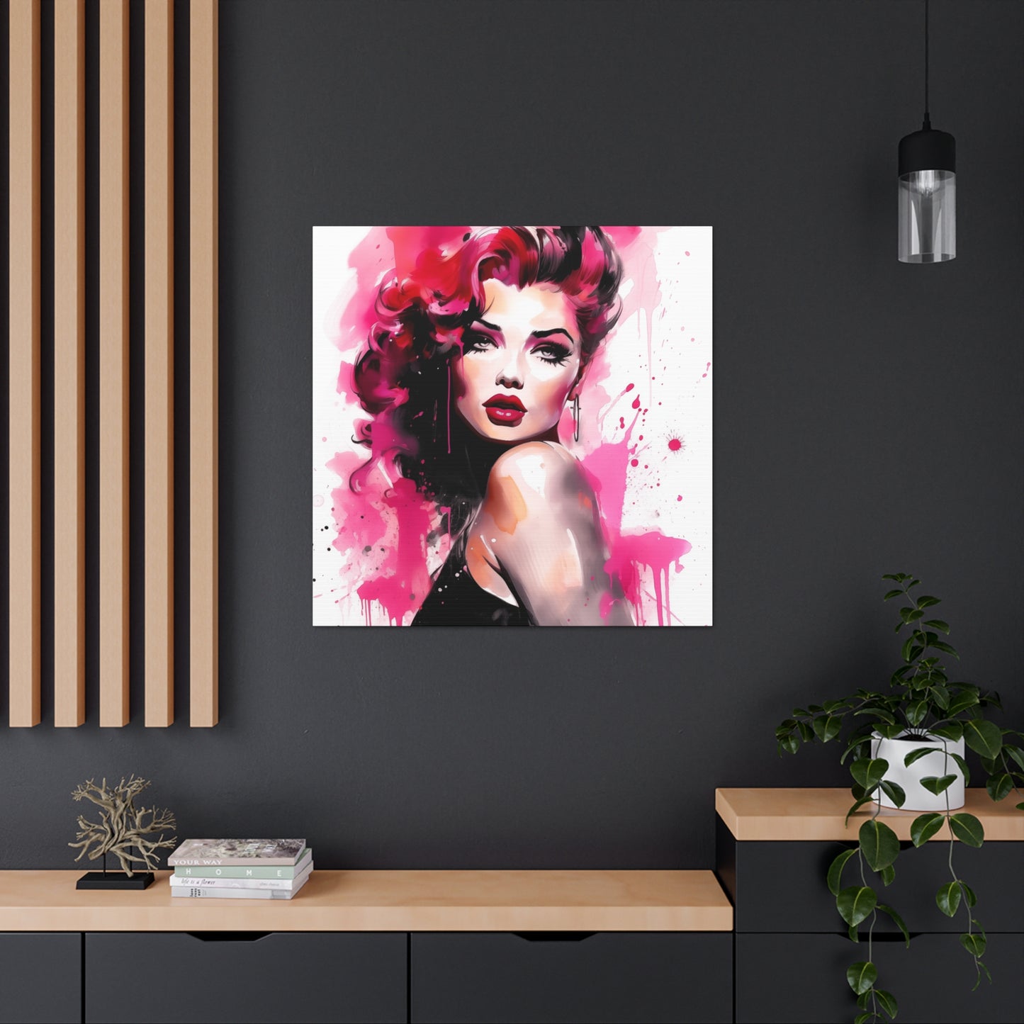 Tammy Pinup Girl Hot Pink Modern Art Abstract Canvas Gallery Wrap - 3 Sizes