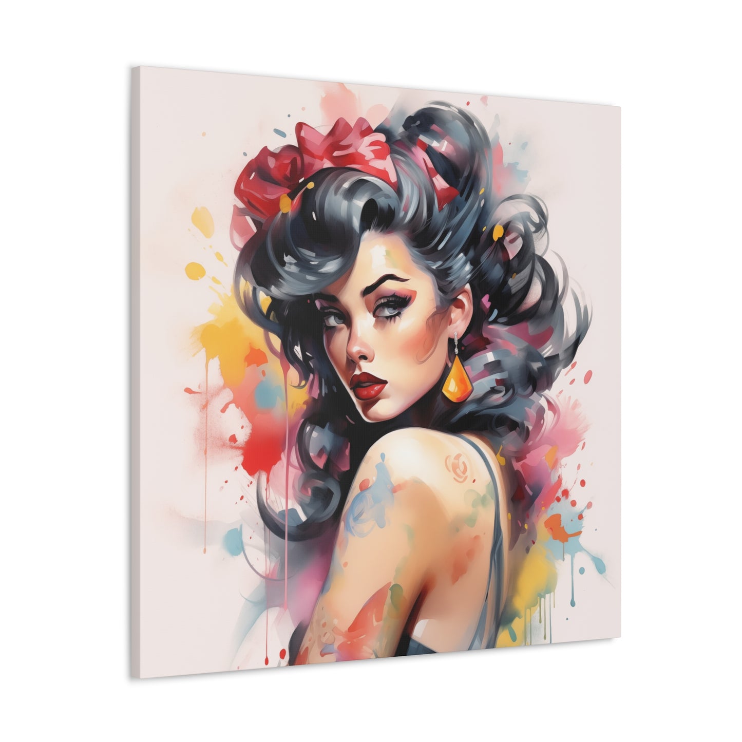 Lacey Pinup Girl Modern Art Abstract Canvas Gallery Wrap - 3 Sizes