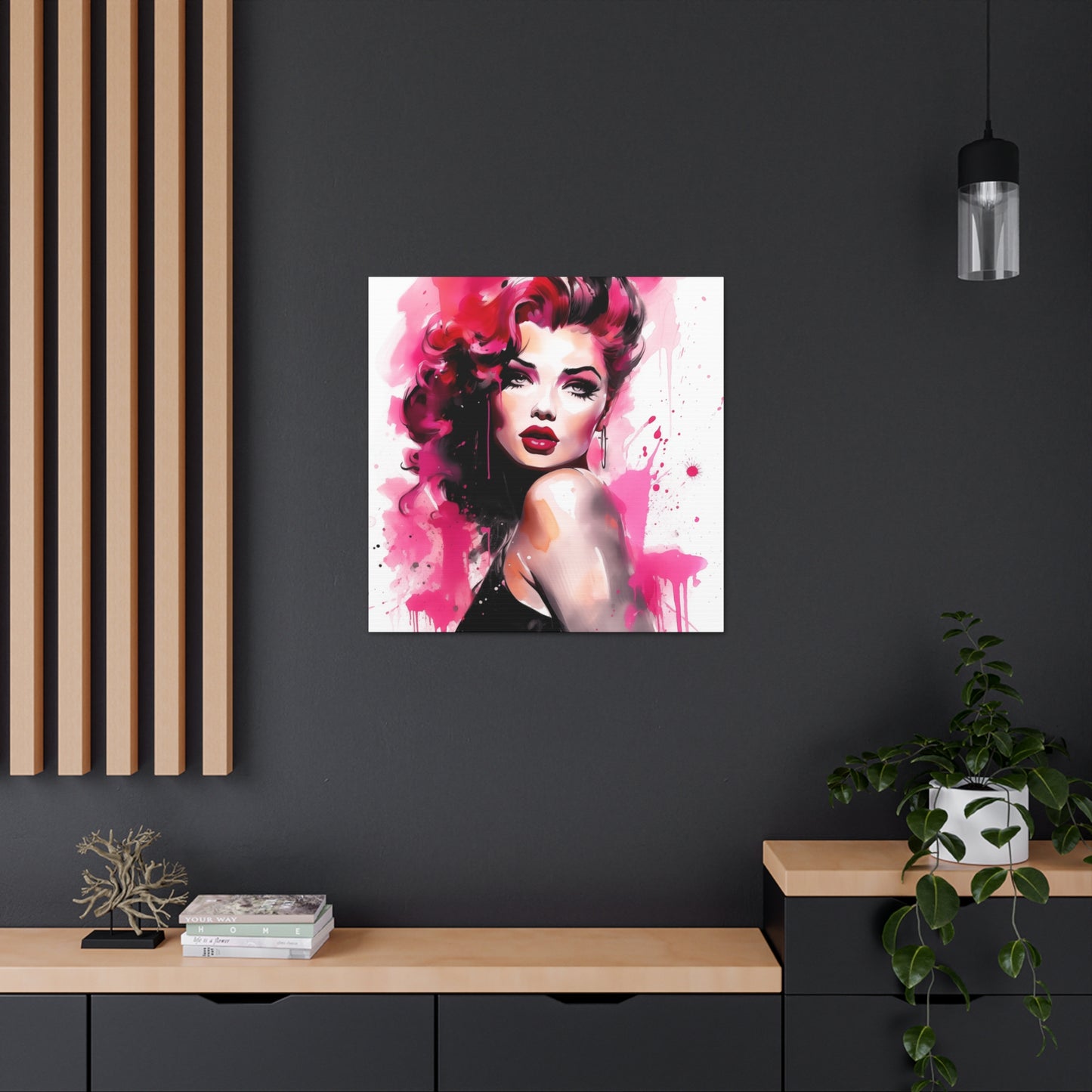 Tammy Pinup Girl Hot Pink Modern Art Abstract Canvas Gallery Wrap - 3 Sizes