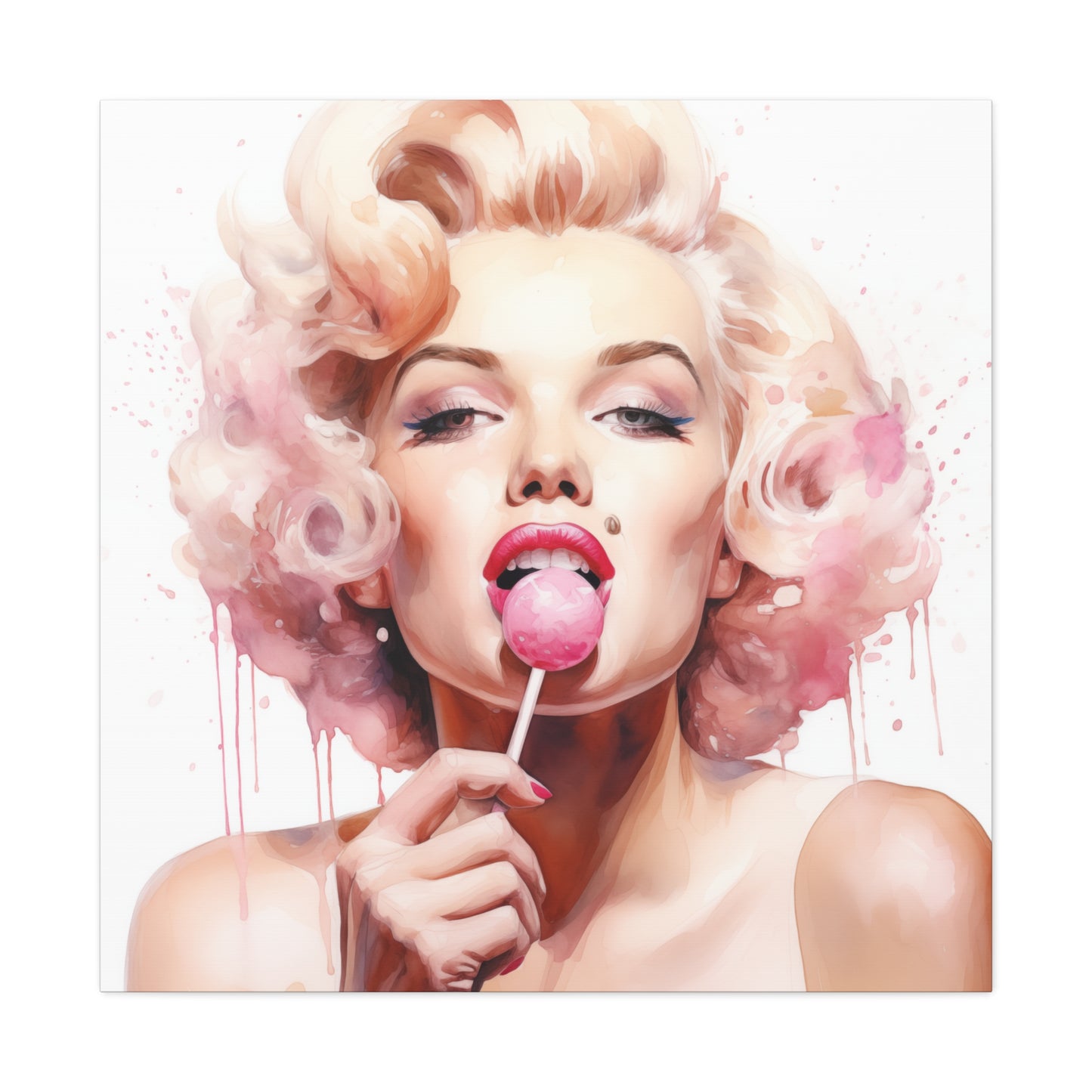 Marilyn Monroe Pink Lollipop Modern Art Abstract Canvas Gallery Wrap - 3 Sizes