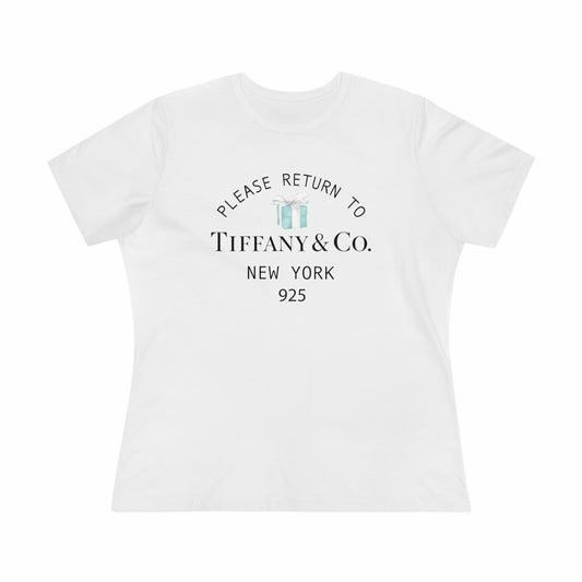 Personalized Please Return to Me Bella+Canvas 6400 Women's Premium Relaxed Fit Tee - Breakfast at Tiffany Inspired T-Shirt