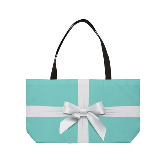 Personalized Little Blue Box Bow Tote - East West Tote Bag - Large Weekender Bag