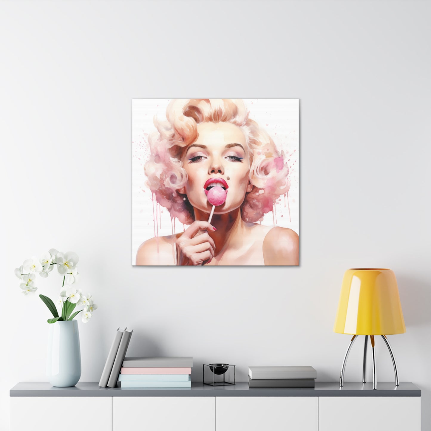 Marilyn Monroe Pink Lollipop Modern Art Abstract Canvas Gallery Wrap - 3 Sizes