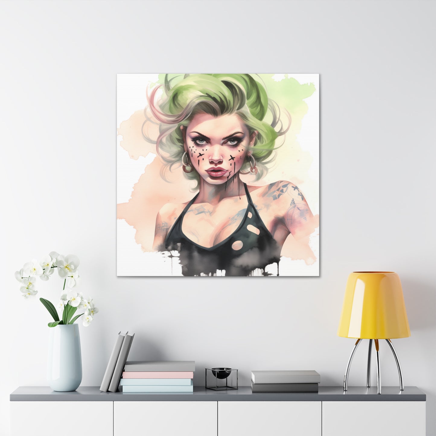 Harley Pinup Girl Modern Art Abstract Canvas Gallery Wrap - 3 Sizes