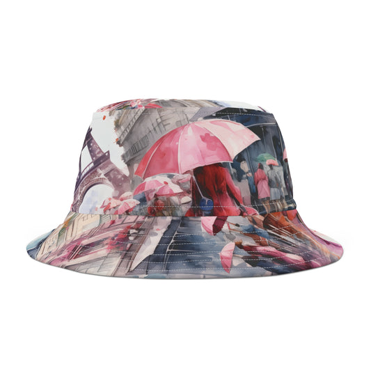 Raining Watercolor in Paris Bucket Hat