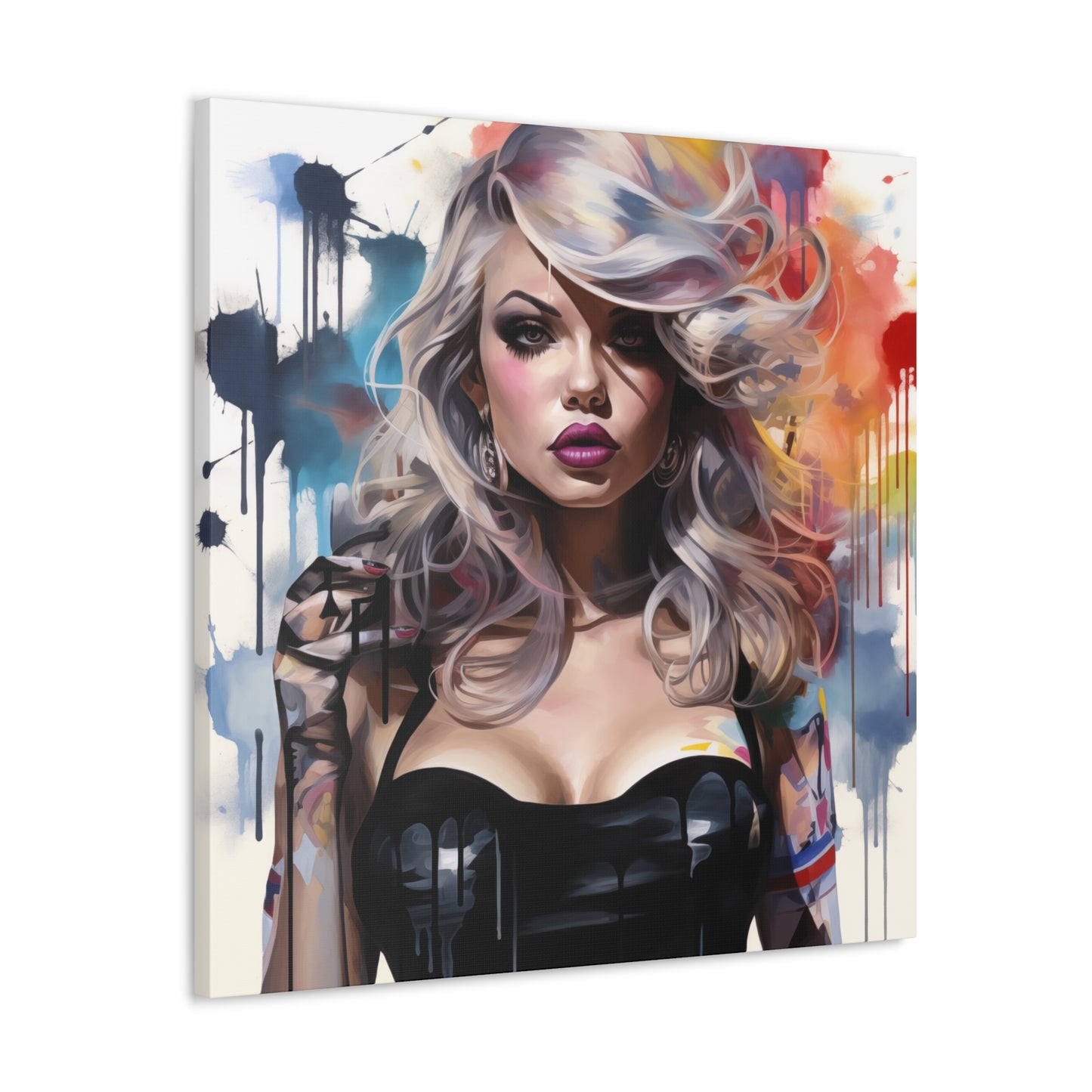 Danielle Sexy Pinup Girl Abstract Watercolor Canvas Gallery Wrap - 3 Sizes