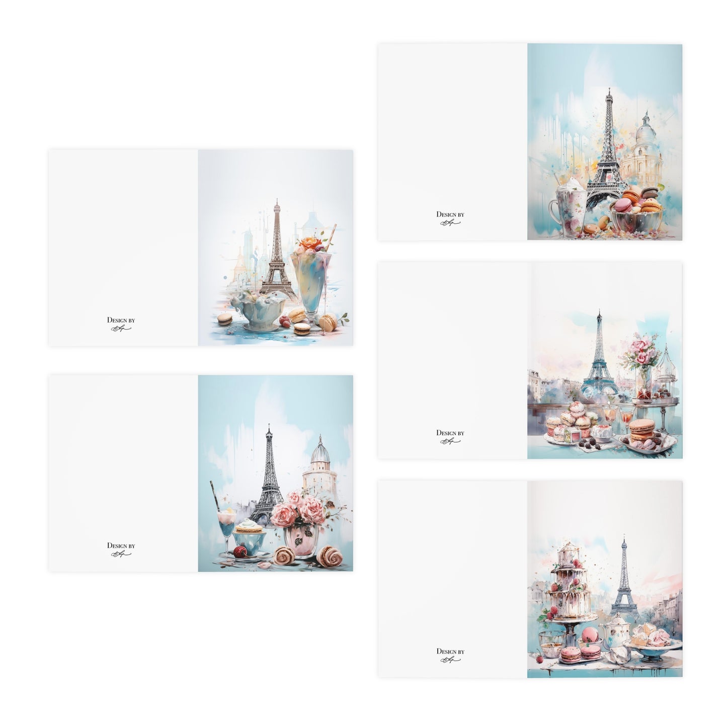 Paris Pastel Cards Multi-Design Greeting Cards (5-Pack)