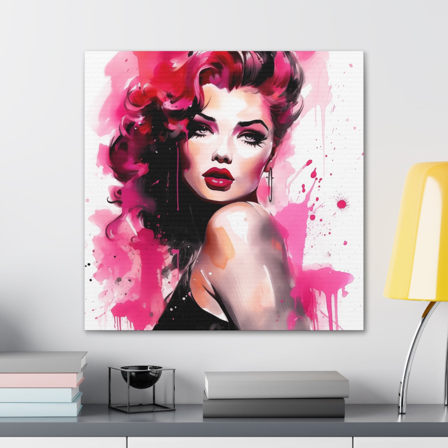 Tammy Pinup Girl Hot Pink Modern Art Abstract Canvas Gallery Wrap - 3 Sizes