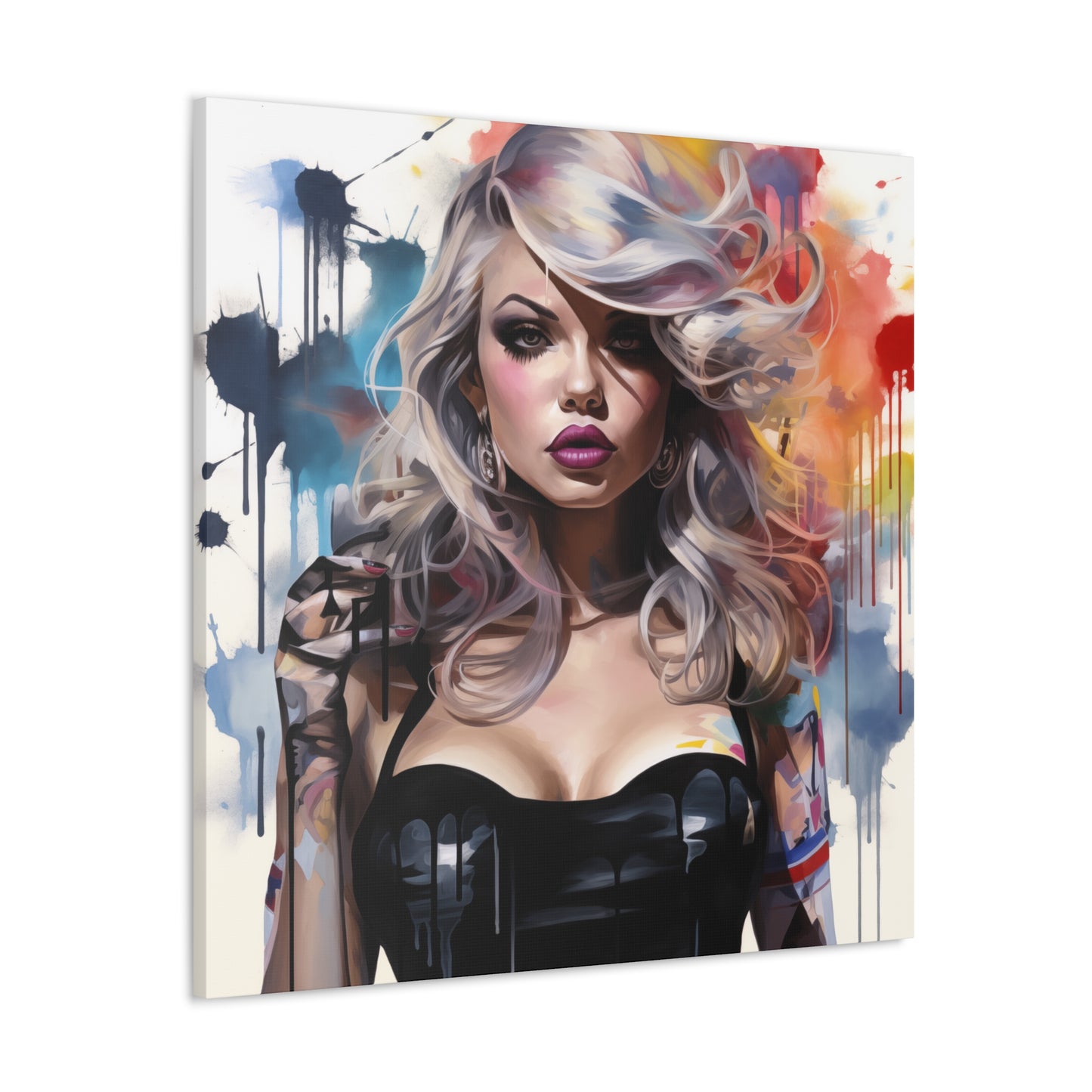 Danielle Sexy Pinup Girl Abstract Watercolor Canvas Gallery Wrap - 3 Sizes