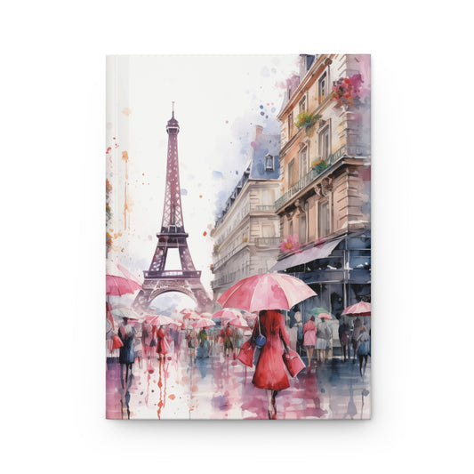 Pink Umbrella in Paris Hardcover Journal Matte