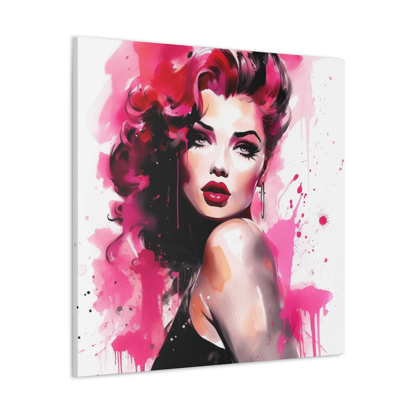 Tammy Pinup Girl Hot Pink Modern Art Abstract Canvas Gallery Wrap - 3 Sizes