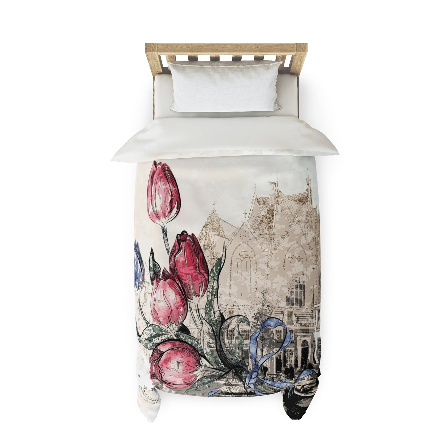 Tulips in Amsterdam Duvet Cover - European Inspired Bedding - Comforter and Pillow Shams SOLD SEPARATELY