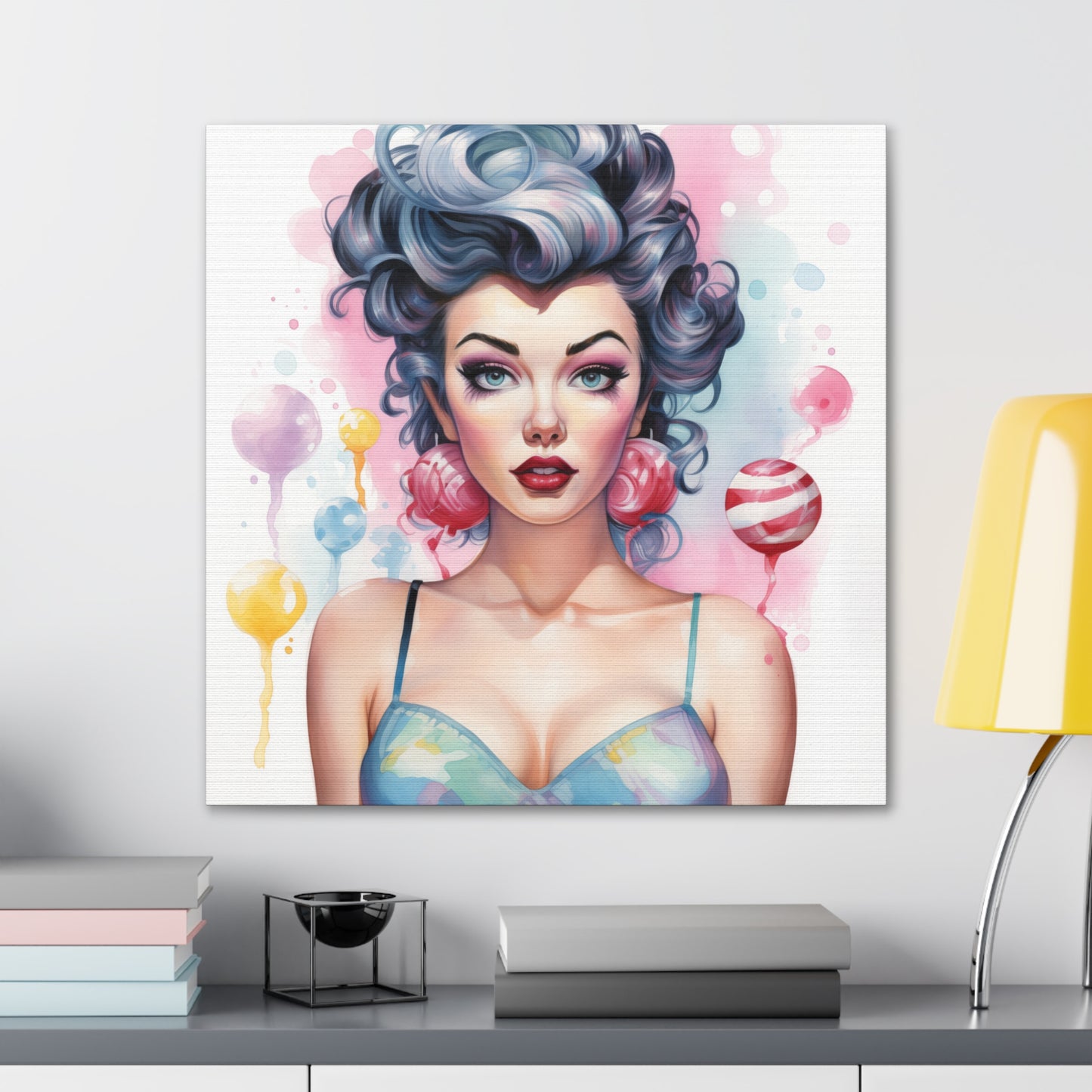 Lindsay Pinup Girl Modern Art Abstract Canvas Gallery Wrap - 3 Sizes