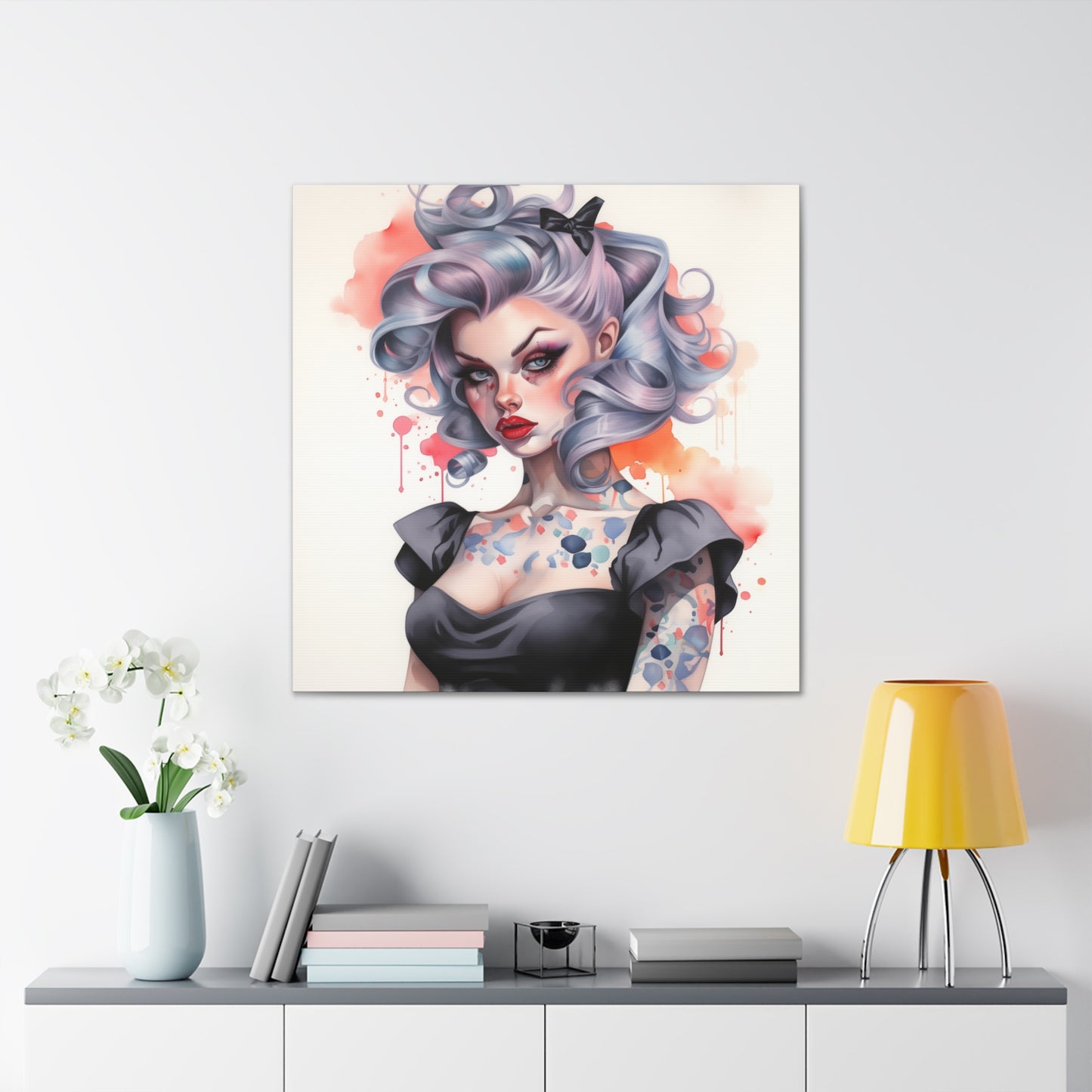 Dana Pinup Girl Modern Art Abstract Canvas Gallery Wrap - 3 Sizes