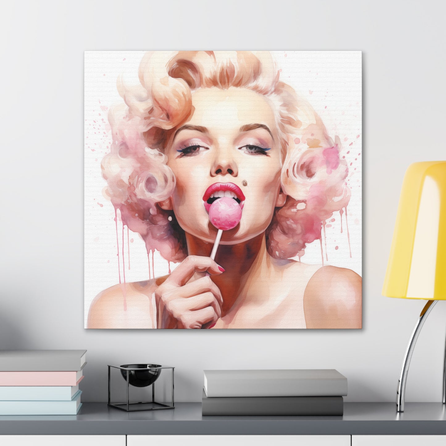 Marilyn Monroe Pink Lollipop Modern Art Abstract Canvas Gallery Wrap - 3 Sizes