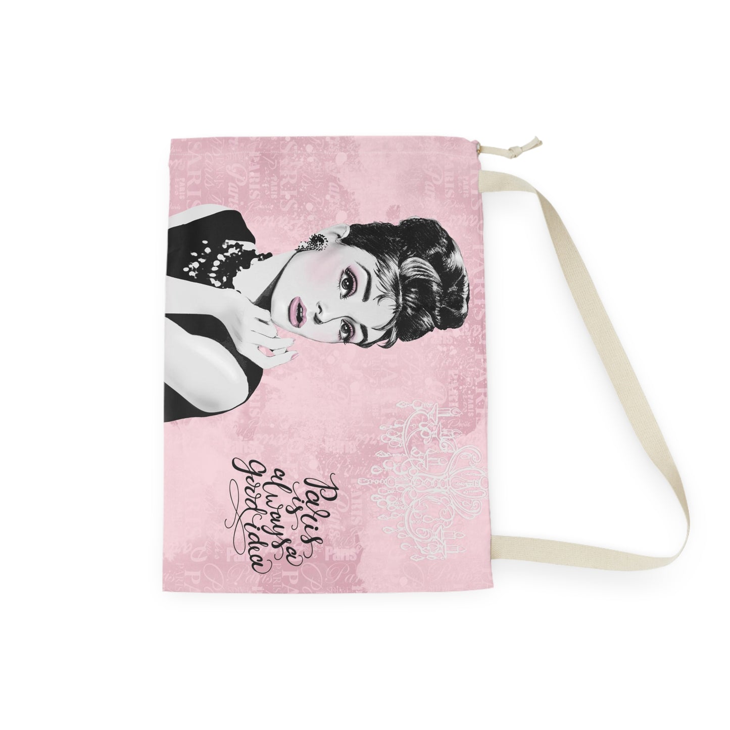 Audrey Hepburn Sack, Keepall Dust Cover, Luggage Cover, Designer Duffle Dust Bag - Pink Paris is Always a Good Idea Chandelier Sack