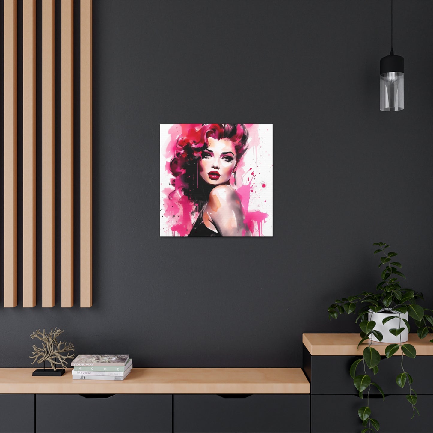 Tammy Pinup Girl Hot Pink Modern Art Abstract Canvas Gallery Wrap - 3 Sizes