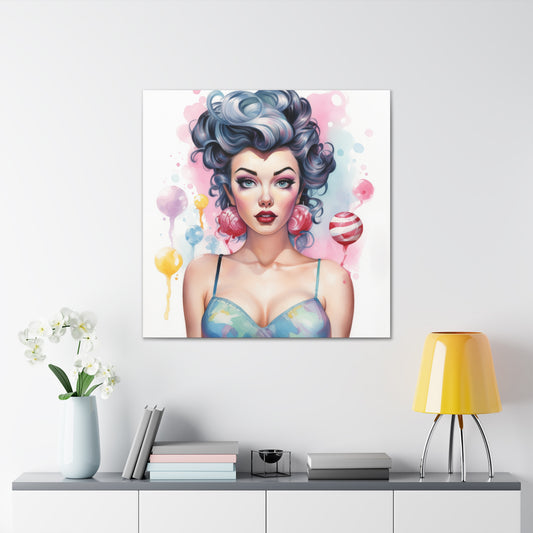 Lindsay Pinup Girl Modern Art Abstract Canvas Gallery Wrap - 3 Sizes