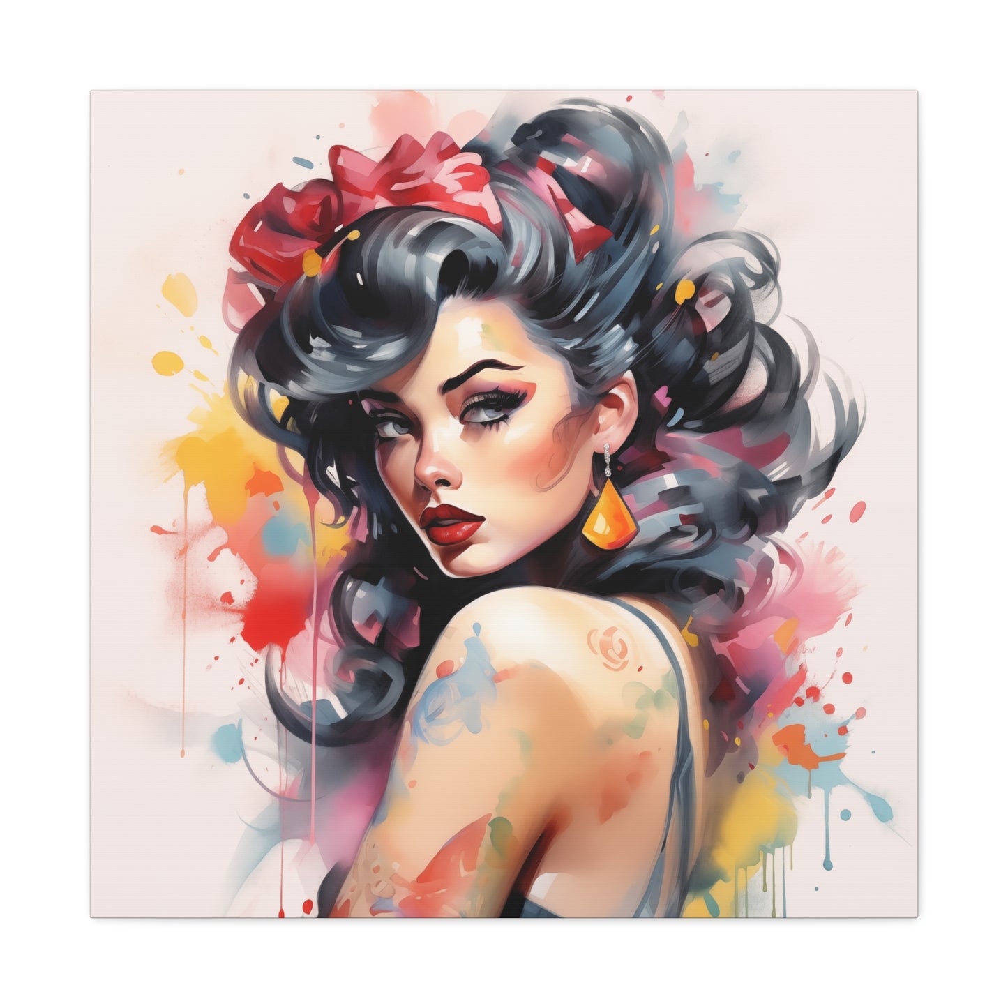 Lacey Pinup Girl Modern Art Abstract Canvas Gallery Wrap - 3 Sizes