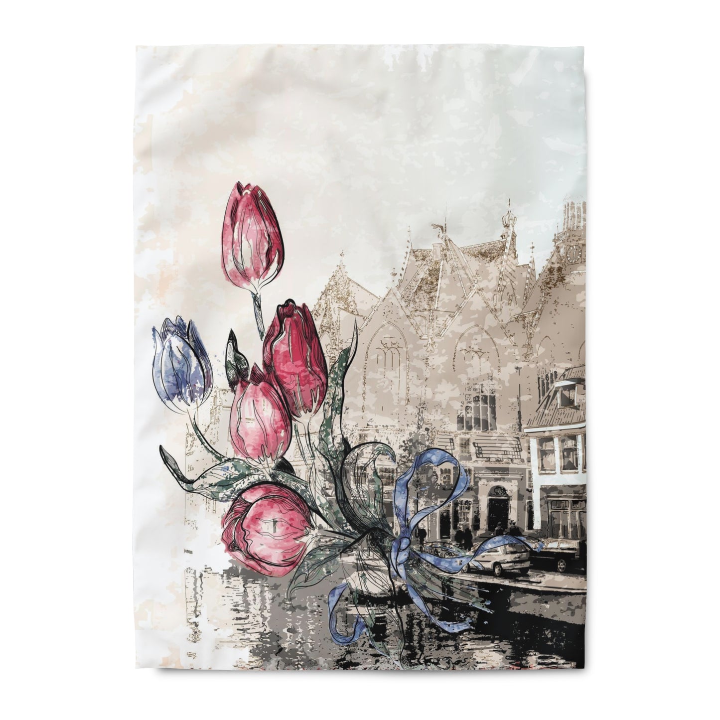 Tulips in Amsterdam Duvet Cover - European Inspired Bedding - Comforter and Pillow Shams SOLD SEPARATELY