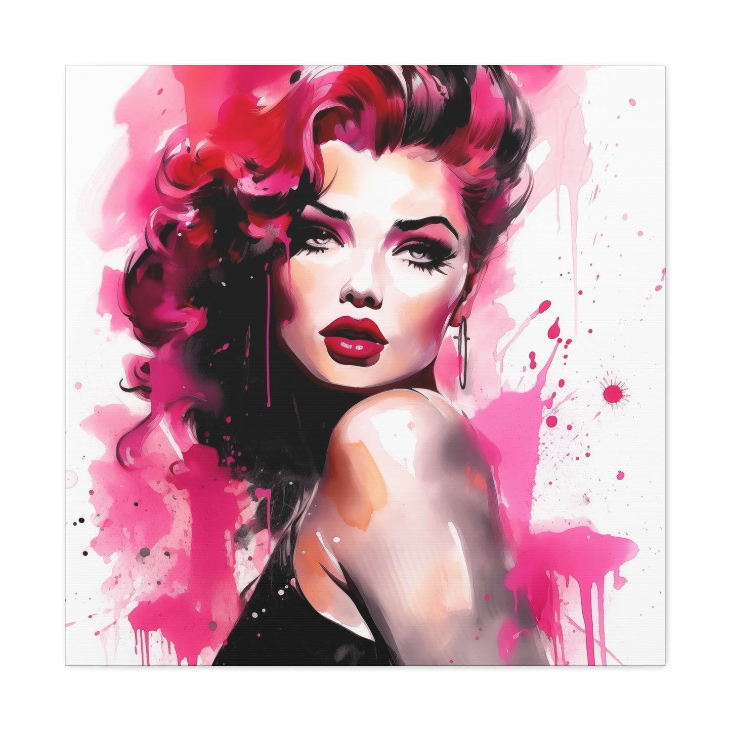 Tammy Pinup Girl Hot Pink Modern Art Abstract Canvas Gallery Wrap - 3 Sizes