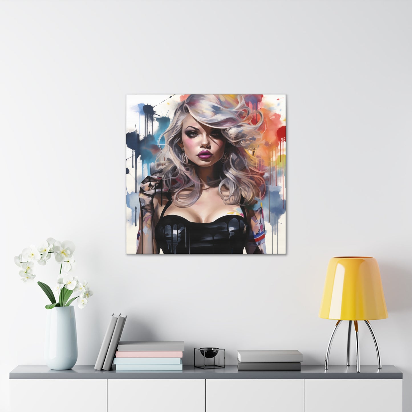 Danielle Sexy Pinup Girl Abstract Watercolor Canvas Gallery Wrap - 3 Sizes