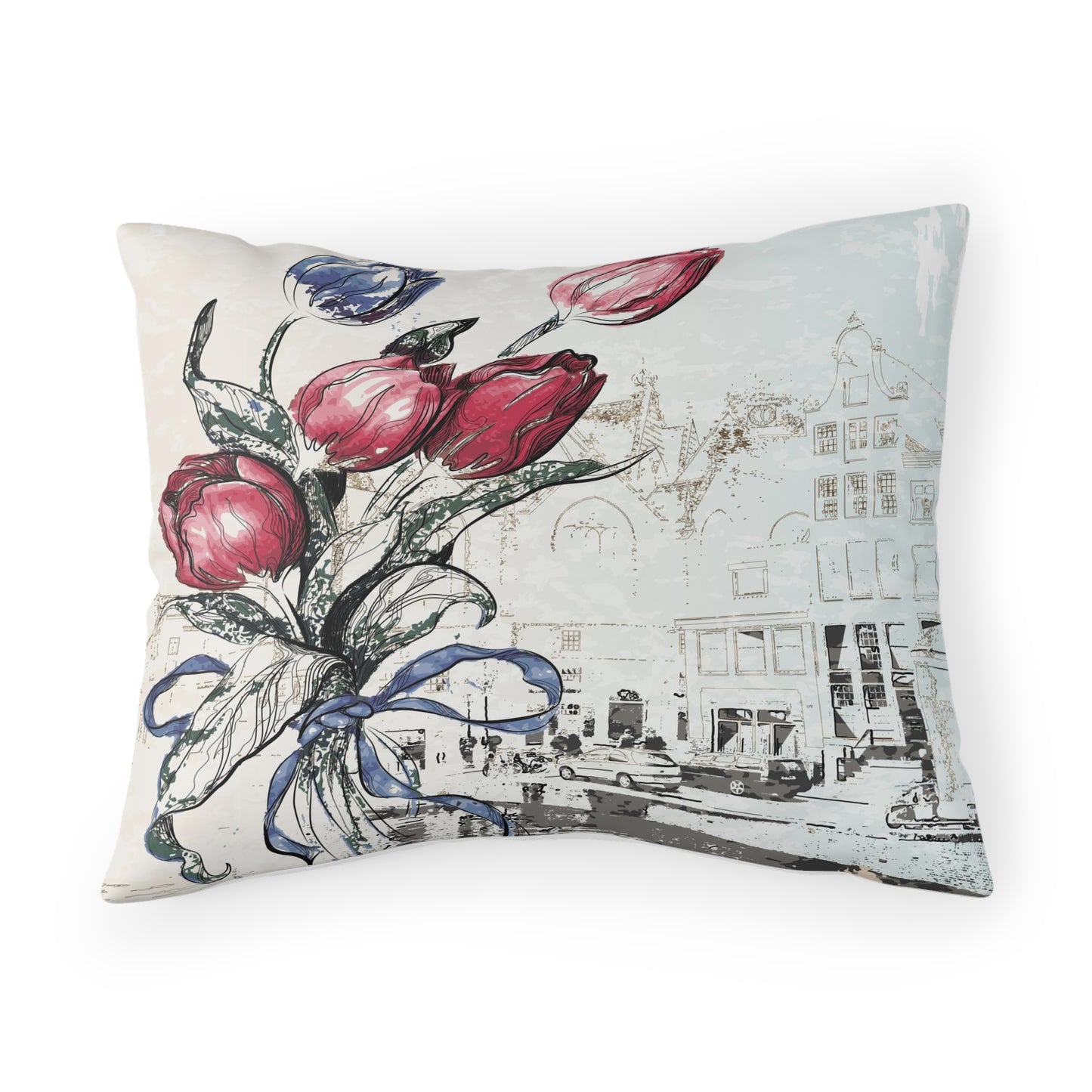 Tulips in Amsterdam Pillow Shams - Custom Designed Pillow Shams - King Pillow Shams - Abstract Bed Pillow Shams