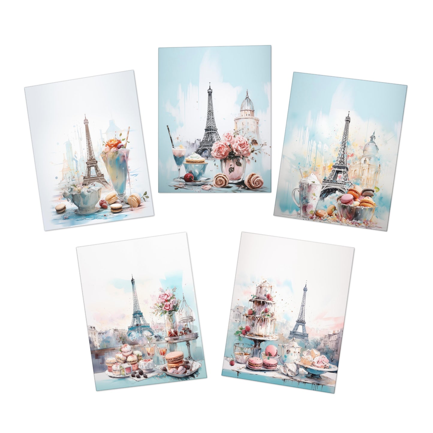 Paris Pastel Cards Multi-Design Greeting Cards (5-Pack)