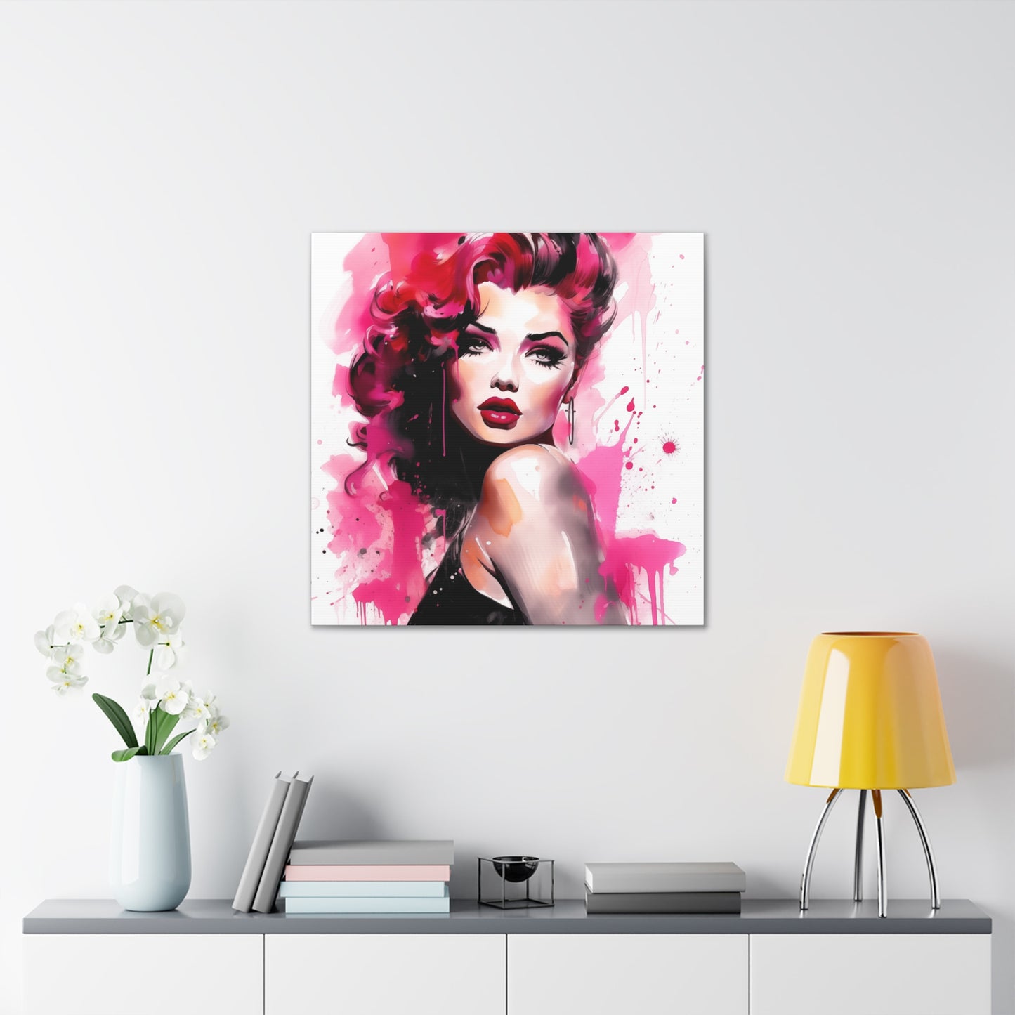 Tammy Pinup Girl Hot Pink Modern Art Abstract Canvas Gallery Wrap - 3 Sizes