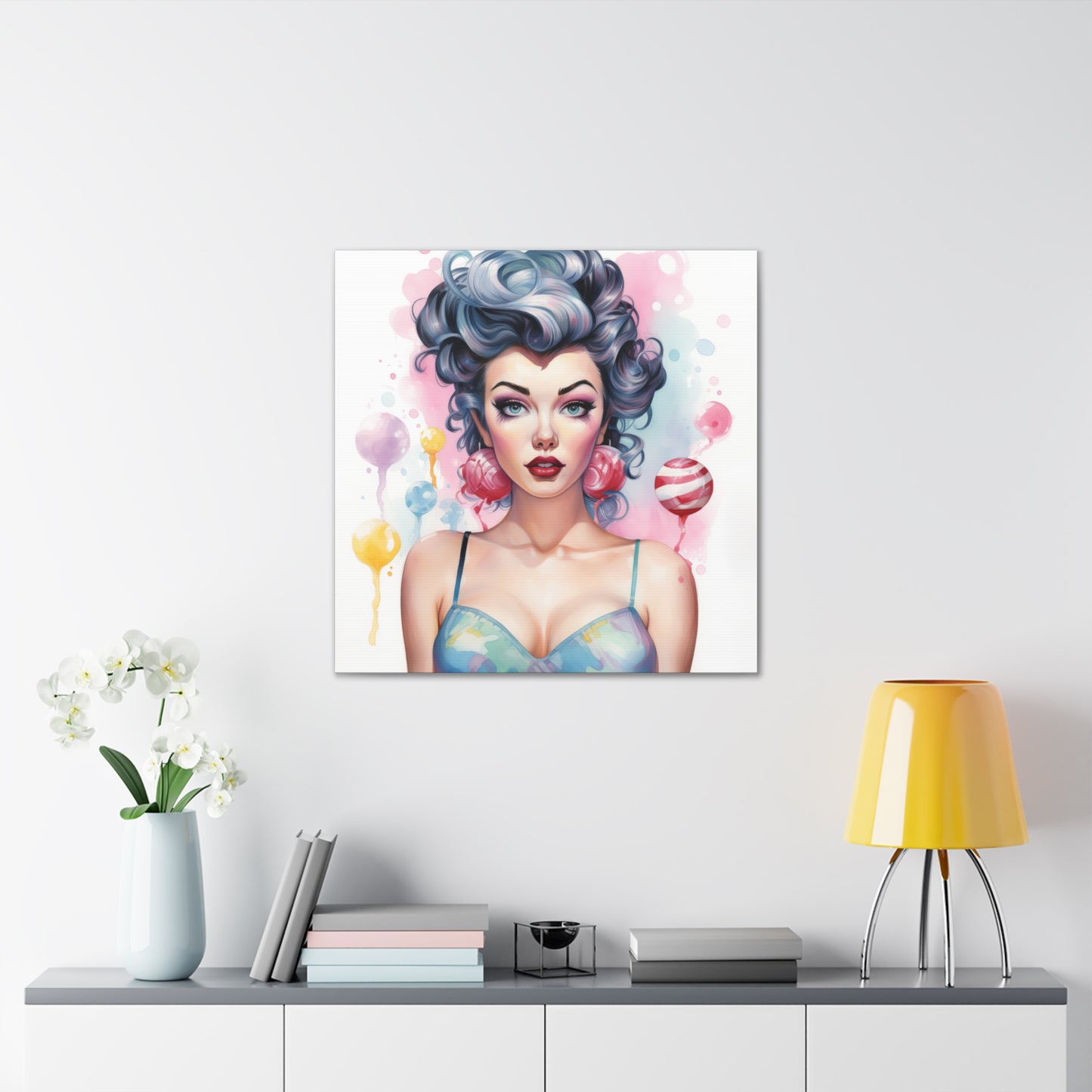 Lindsay Pinup Girl Modern Art Abstract Canvas Gallery Wrap - 3 Sizes