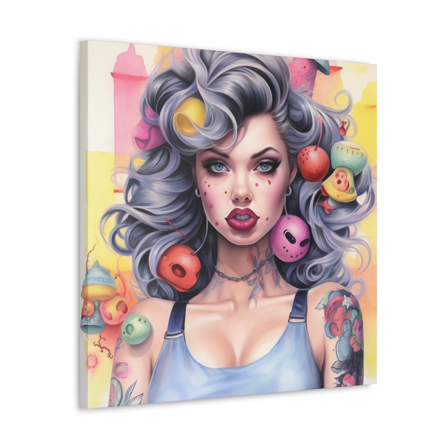 Candy Skellington Pinup Girl Modern Art Abstract Canvas Gallery Wrap - 3 Sizes