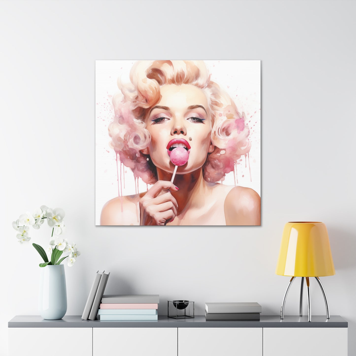 Marilyn Monroe Pink Lollipop Modern Art Abstract Canvas Gallery Wrap - 3 Sizes