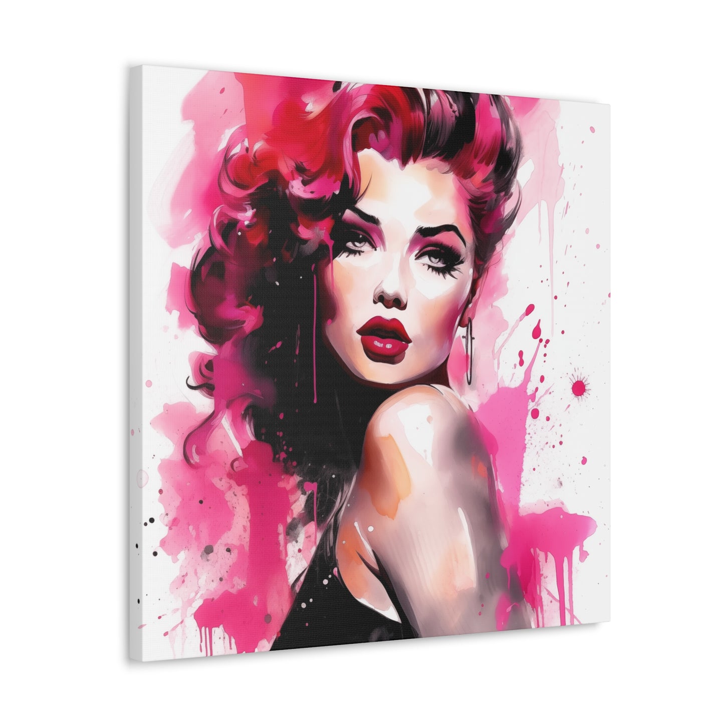 Tammy Pinup Girl Hot Pink Modern Art Abstract Canvas Gallery Wrap - 3 Sizes