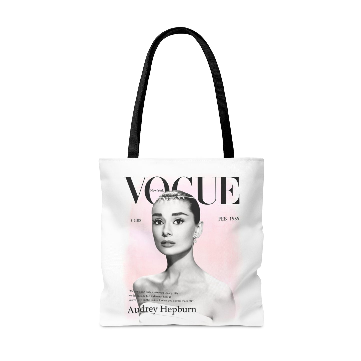 Audrey Hepburn Vogue Tote Bag - Personalized Fashion Canvas Tote Bag - Custom Designer Tote - 3 Sizes