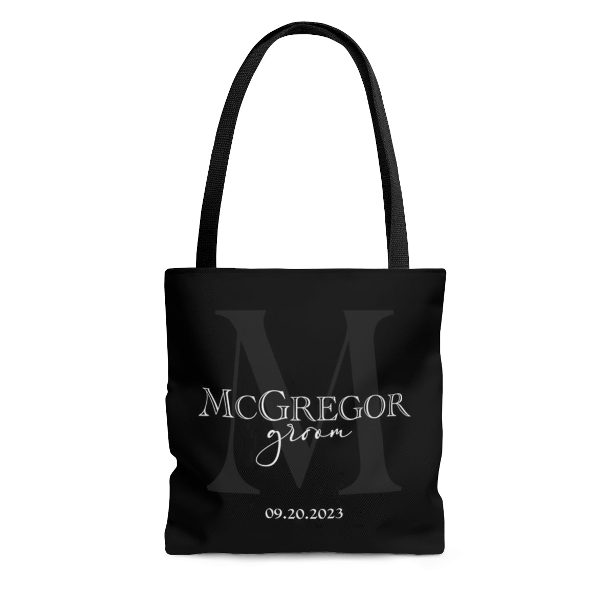 Personalized Grooms Tote Bag - First or Last Name, Black