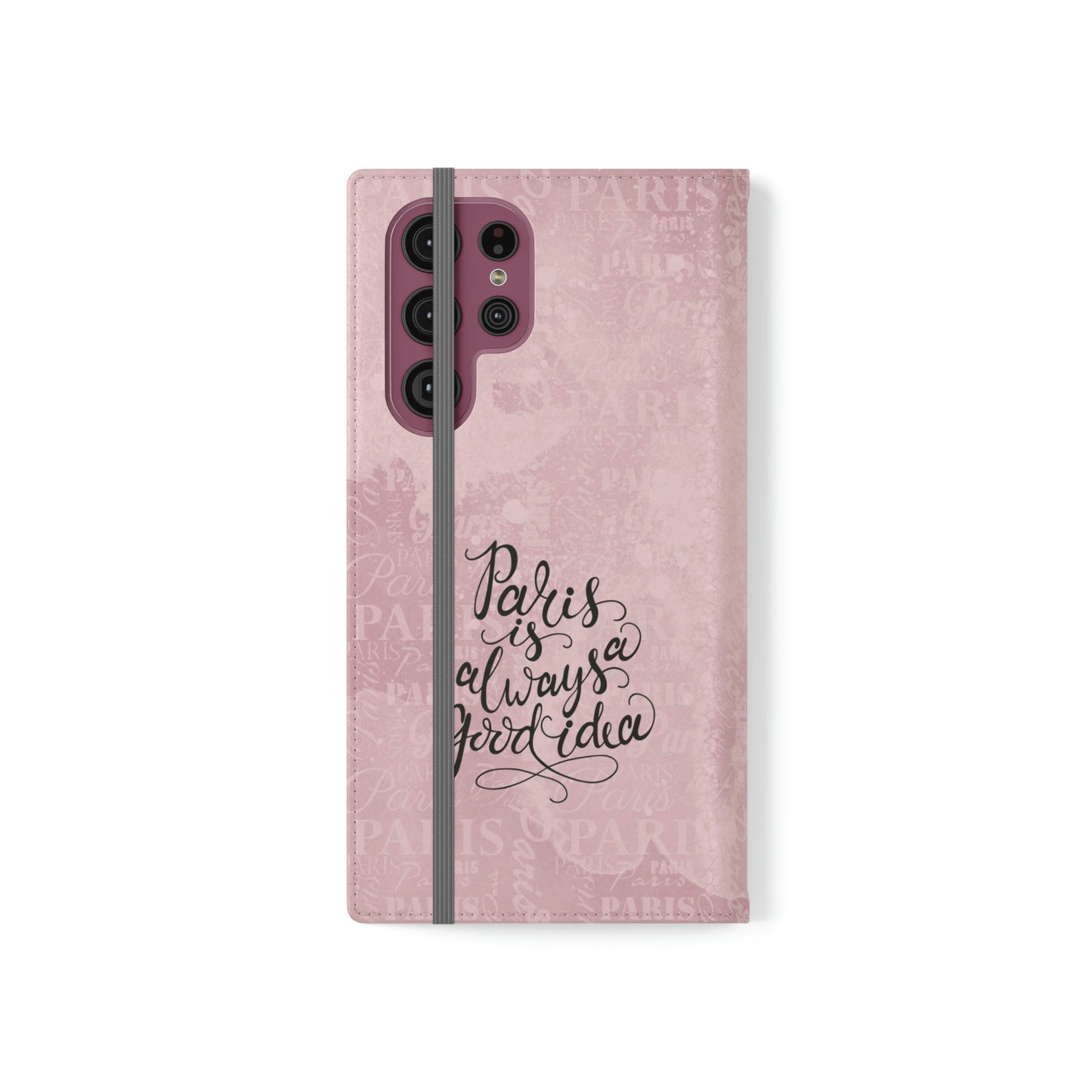 Audrey Hepburn Phone Case, Pink Paris Folio Phone Case, Paris is Always a Good Idea Smart Phone Folding Case