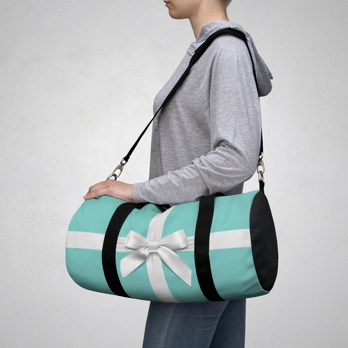 Personalized Little Blue Box Duffel Bag - White Bow