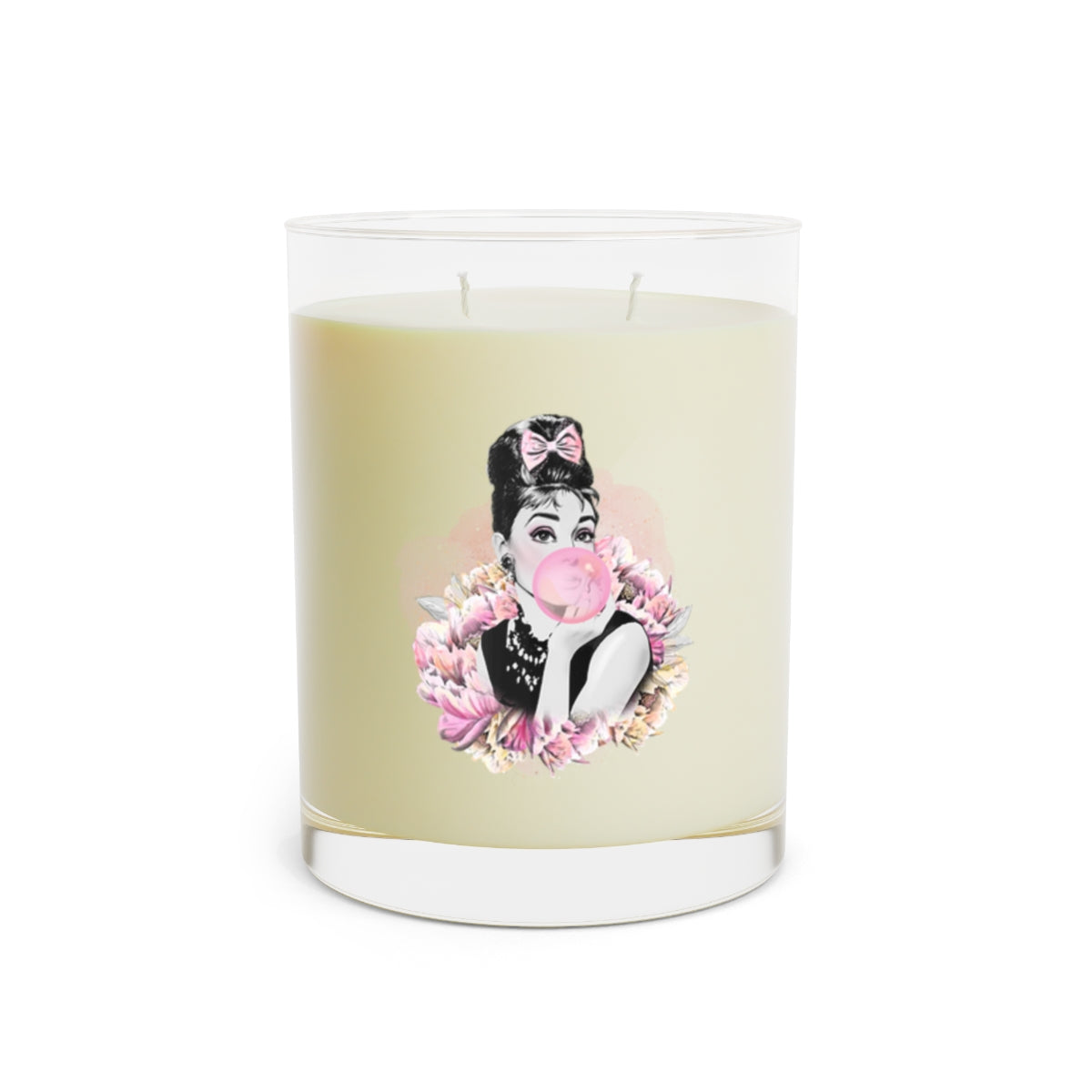 Personalized Audrey Hepburn Scented Candle - Full Glass, 11oz - Bubblegum